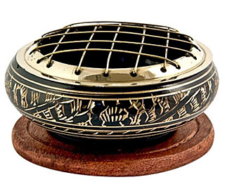 Brass Carved Charcoal Burner