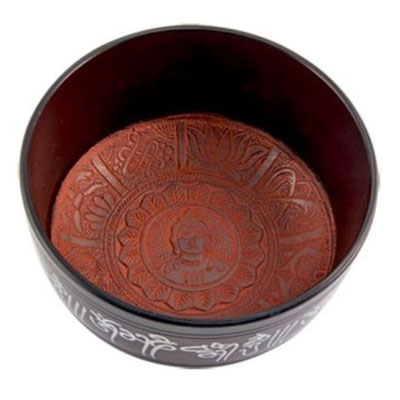 Red Lord Buddha Tibetan Meditation Singing Bowl - 7.5 inch